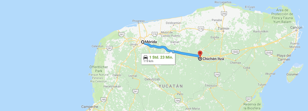 Chichen Itza Route von Merida